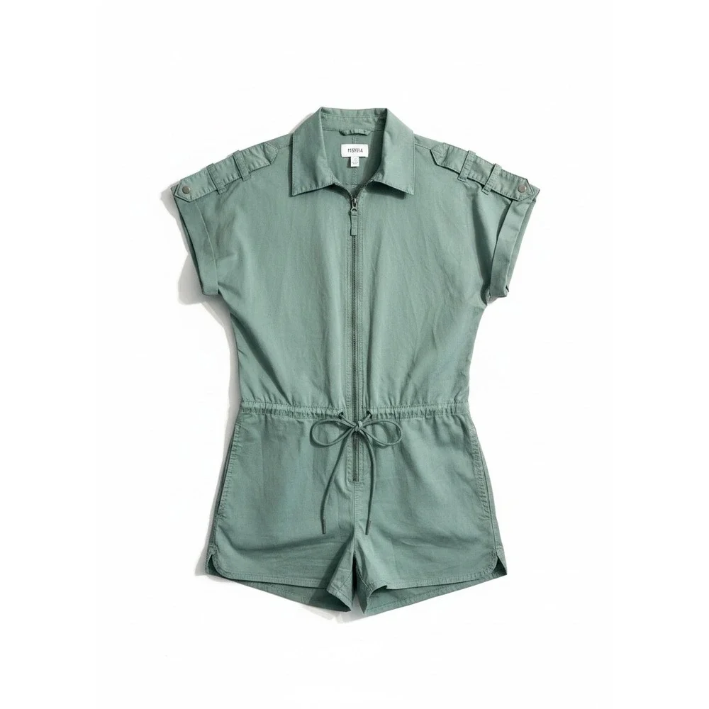 Pistola Meg Zip Front Romper Womens XS Green Clover Excellent Utility Drawstring - Picture 3 of 9